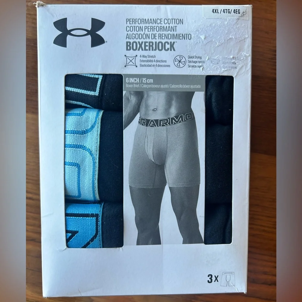 Men’s Under Armour‎ Boxerjock Performance Cotton Boxer Briefs 3pk Size 4XL